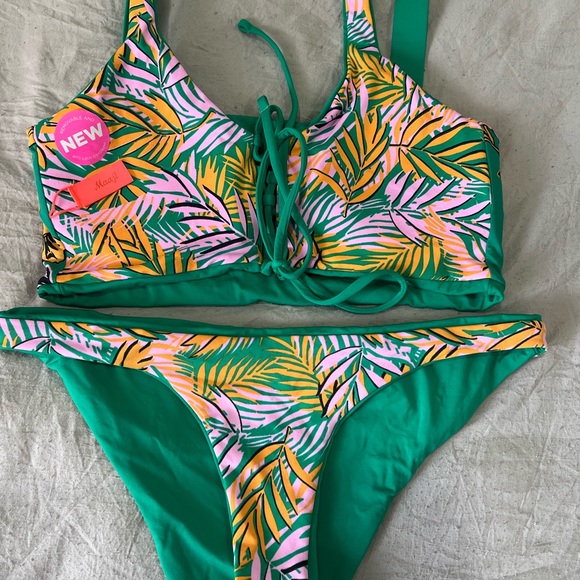 Maaji Other - Maaji Tropical Leaf Print Bikini — Green, Pink & Yellow